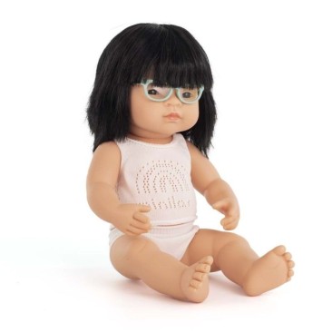 Miniland lėlė mergaitė su akinukais (azijietė, 38 cm.)