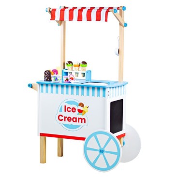 Bigjigs medinis vaikiškas ledų vežimėlis (19 el.)